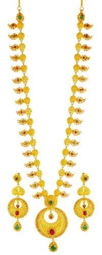 22k Gold Mango Mala Long Set Ajns62068 22k Gold Long Necklace And