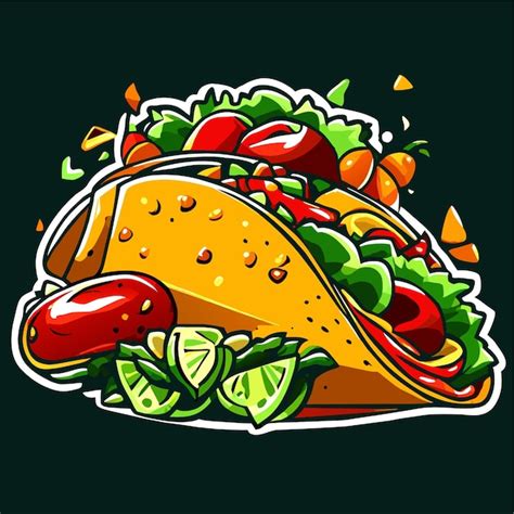 Tacos Mit Fleisch Und Gem Se Fastfood Vektor Illustration Premium Vektor