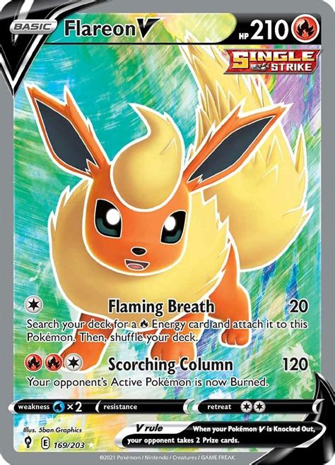 Flareon V Full Art Swsh07 Evolving Skies Pokemon