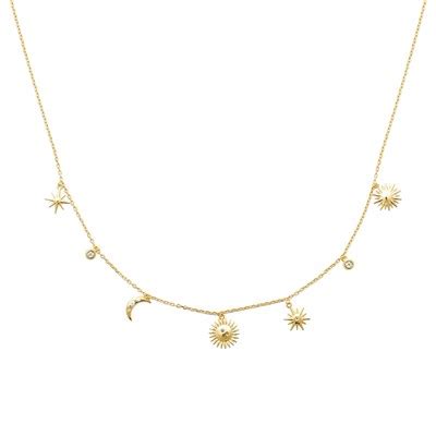 Collier Brillaxis Plaqu Or Soleil Lune Oz Maty