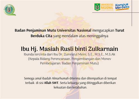 Kabar Duka Badan Penjaminan Mutu Universitas Nasional