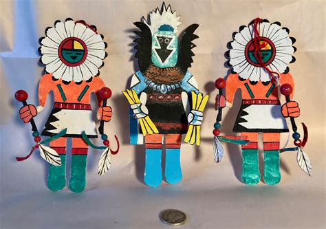 Vintage Lot Of 3 Hopi Hand Crafted Hand Painted Metal Hanging Etsy