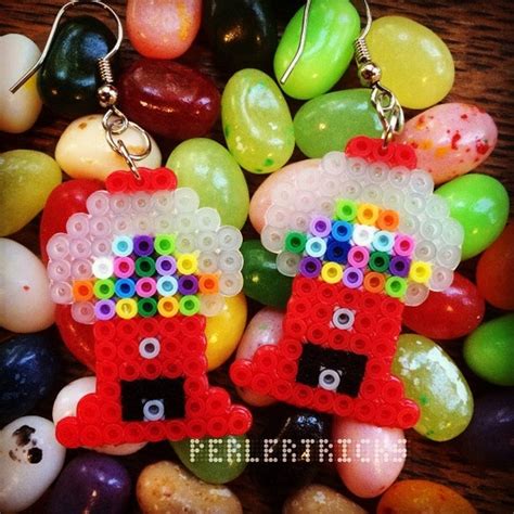 Cute Bubblegum Machine Mini Perler Bead Earrings Hama Beads Pixel Mini Beads