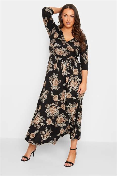 Plus Size Black Floral V Neck Maxi Dress Yours Clothing