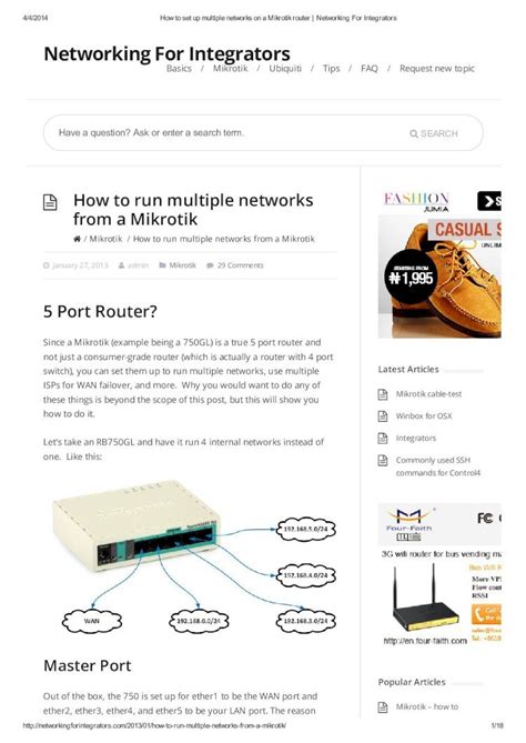 Pdf How To Set Up Multiple Networks On A Mikrotik Router Networking