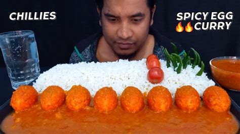 Nepali Spicy Eggs Curry Chillies Rice Eating Challenge Spicy Egg