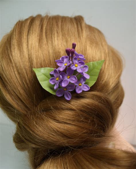 Lilac Hair Pin Lilac Flower Jewelry Lilac Hair Flower Flower Etsy