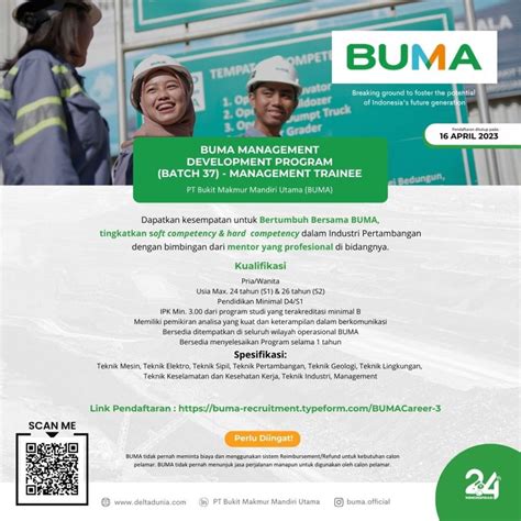 Lowongan Pekerjaan Buma Management Development Program Management