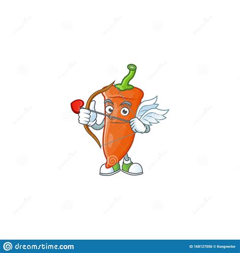 Angel Red Hot Chili Pepper Humanized Emotional Flat Cartoon Character With Wings And Halo
