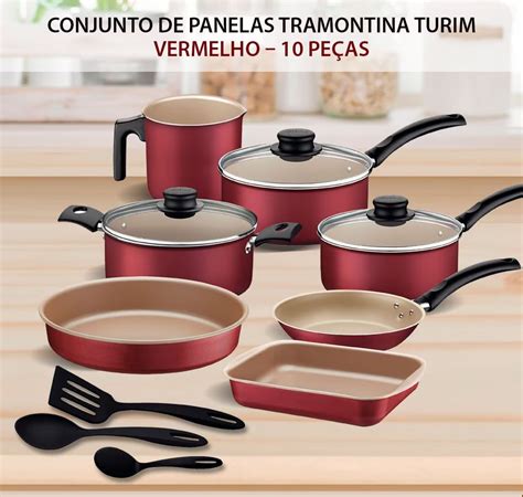 Conjunto de Panelas 10 Peças Tramontina Turim Revestimento