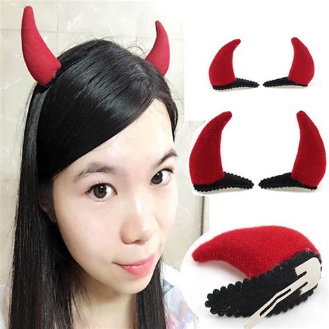 10 Pcs Set Cosplay Halloween Red Devil Horns Headdress Hairpin Cos