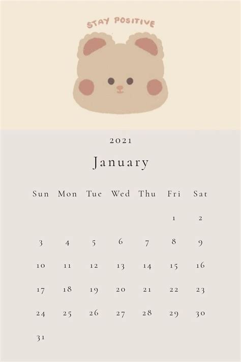 Kawaii Calendar Aesthetic Room Decor Calender Design Cute Calendar