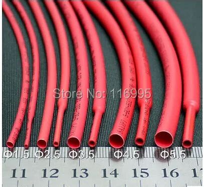 Free Shipping 50meters 1 5mm RED Shrink Tube 600V 2 1 Flame