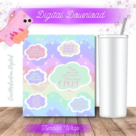 Words Of Encouragement Tumbler Wrap 20 Oz Skinny Png Sublimation