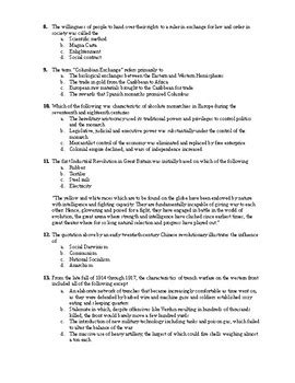 Honors World History Comprhensive Final Exam W Study Guide Key