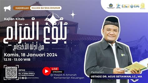 Kitab Bulughul Maram Ustadz Dr Agus Setiawan Lc Ma Youtube