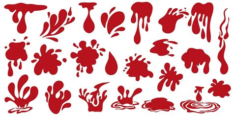 Blood Splash Set Drop And Blob Of Blood Bloodstains Vector