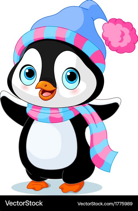 Cute winter penguin Royalty Free Vector Image - VectorStock