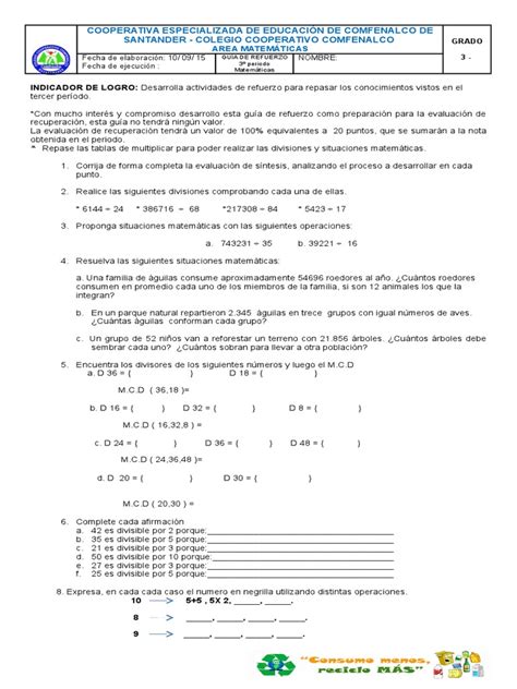 PDF Guia De Refuerzo Tercer Periodo Matematica DOKUMEN TIPS