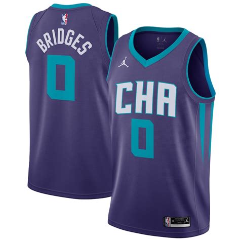 Mens Charlotte Hornets Miles Bridges Jordan Brand Purple 202021 Swingman Jersey Statement