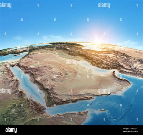 Physical Map Of Planet Earth Focused On Saudi Arabia Arabian