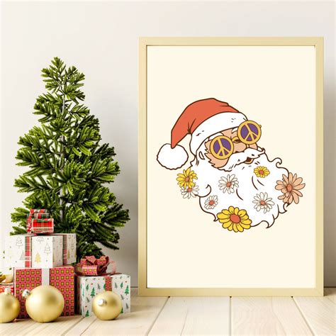 Hippie Santa Print Retro Hippie Santa Print Retro Santa Instant