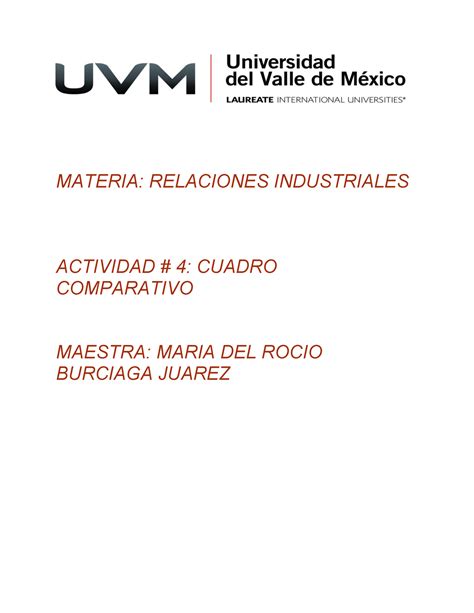 Act Actividad 4 MATERIA RELACIONES INDUSTRIALES ACTIVIDAD 4