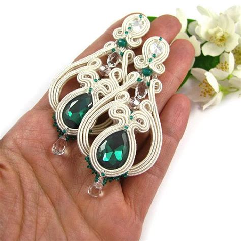 SOUTACHE EARRINGS Bridal Wedding Jewelry Chandelier Earrings turquise ...