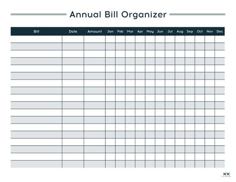 Monthly Bill Organizers 18 Free Printables Printabulls