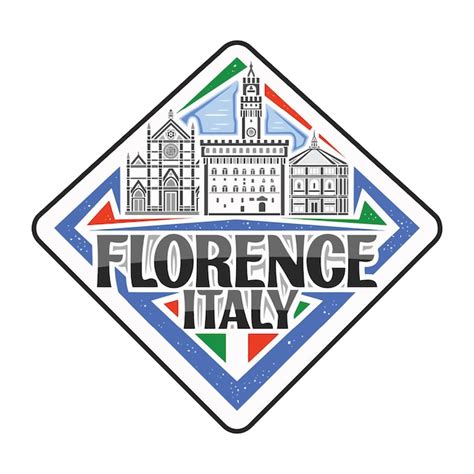 Premium Vector Florence Skyline Landmark Flag Sticker Emblem Badge