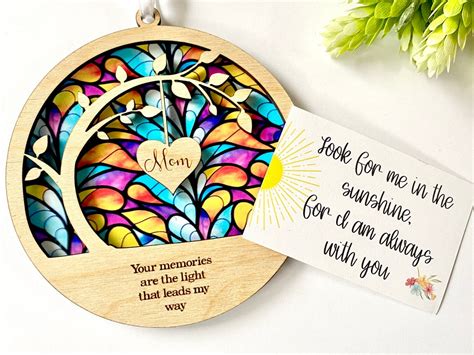 Sun Catcher Sympathy Gift Poem Card Memorial Suncatcher Etsy