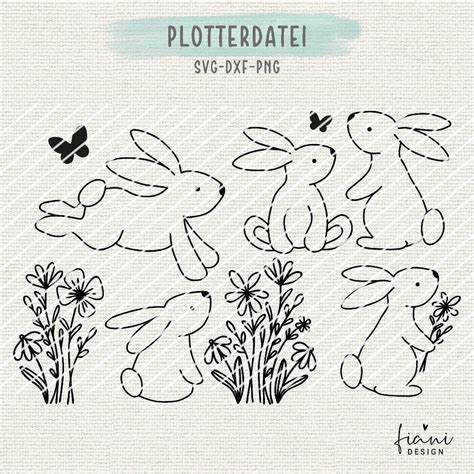 Plotterdatei Osterhasen Wildblumen Ostern