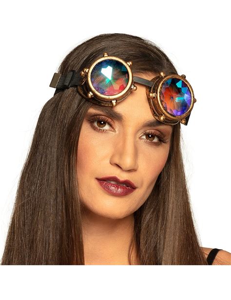 Steampunk Brille mit Prisma Gläsern Kostüm Accessoire braun bunt