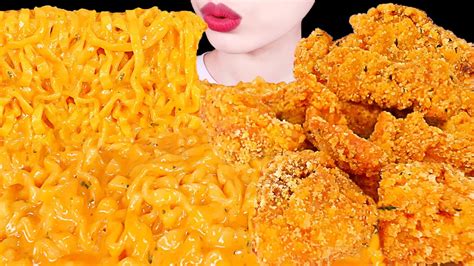 Asmr Mukbangcheesy Carbo Fire Noodles Fried Chicken