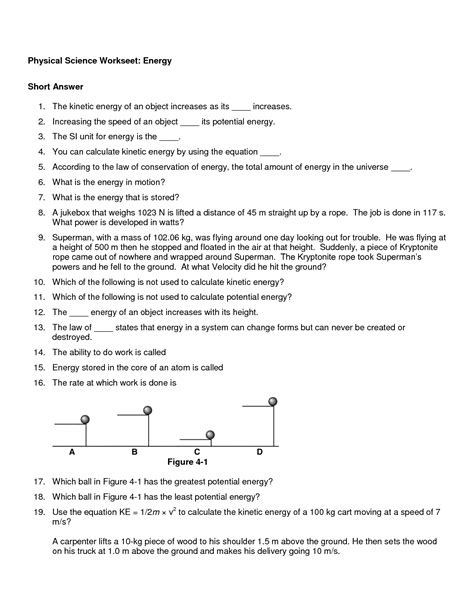 Energy Worksheet Category Page 1