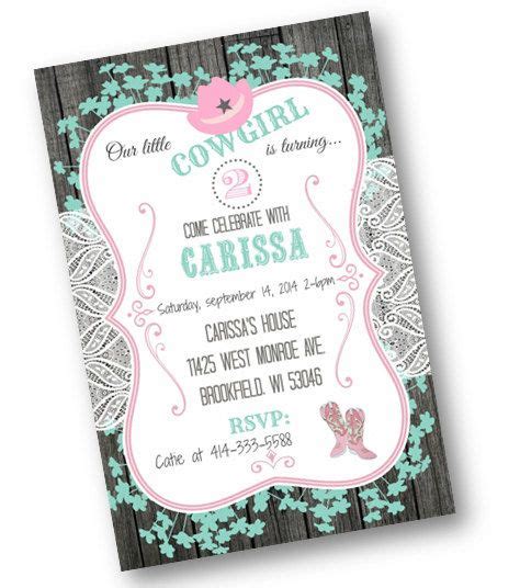 Cowgirl Birthday Invitation St Birthday Wood Rustic Pink And Mint