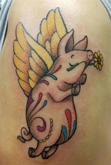 Flying Pig Tattoo Flying Pig Tattoo Pig Clipart Traditional Tattoo