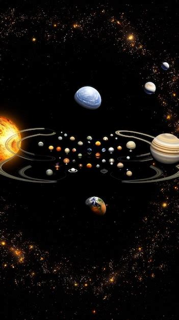 Vista Arafed De Un Sistema Solar Con Planetas Y Sol En El Fondo Ai