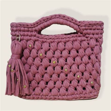 Bolso Tejido En Punto Puff Bolso Tejido Bolso Bolsos De Trapillo