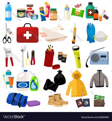 Survival Kit Icons Royalty Free Vector Image Vectorstock