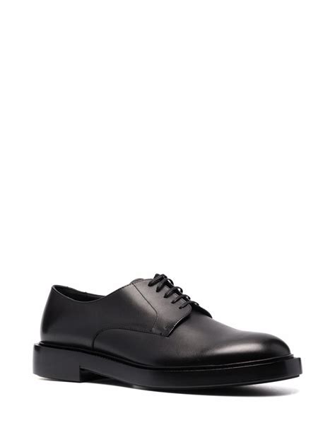 Giorgio Armani Derby Lace Up Shoes In Black Leather Modesens