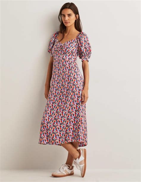 Sweetheart Midi Tea Dress Multi Tulip Cluster Boden Eu