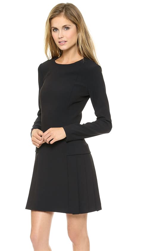 DKNY Long Sleeve Crew Neck Dress Black - Lyst