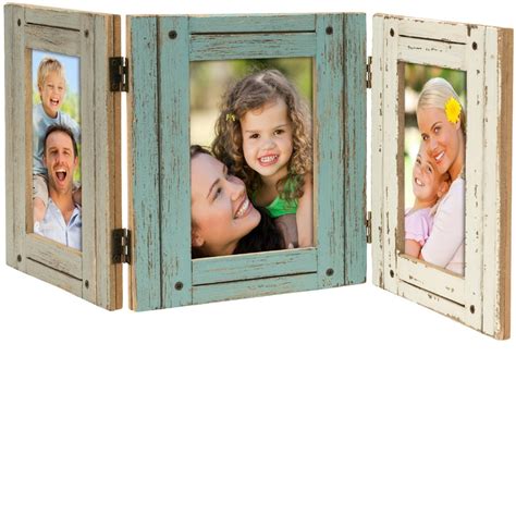 Hand Painted Rustic Three Picture Frame Holds Three 4x6 Photos Egp