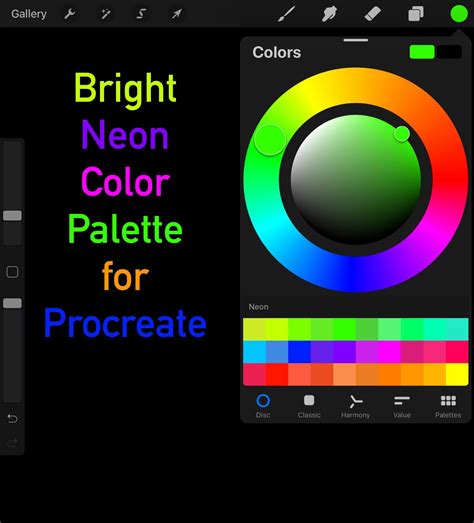 Neon Procreate Color Palette Blush River Design Neon Colour Palette