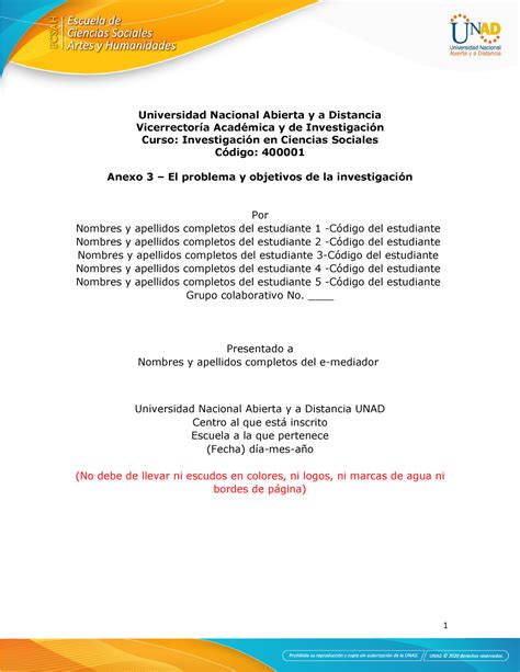 Anexo El Problema Y Objetivos De La Investigaci N Universidad