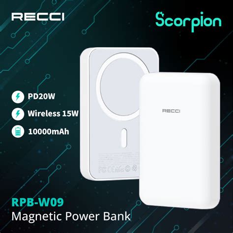 Recci Rpb W Magnetic Mah Wireless Charging Power Bank Lazada