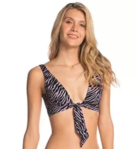 Maaji L Women Purple Ocean Drive Tulum Long Line Front Tie Bikini