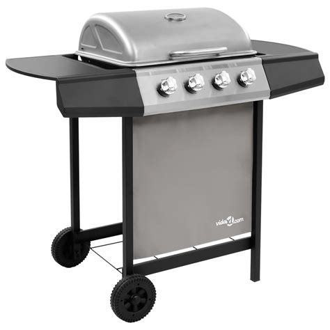 VidaXL Griglia Barbecue A Gas Con 4 Bruciatori Nero E Argento Leroy