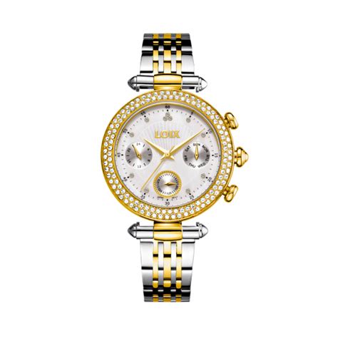 Reloj Dama LA1122 2 Dorado Con Plateado Tablero Blanco Relojes Loix